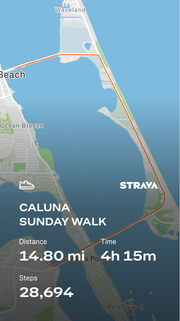 Jake's Strava screenshot from the Caluna Sunday run